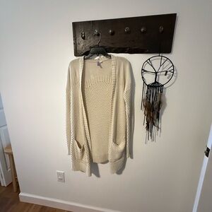 Alya Cream Open-Front Cardigan